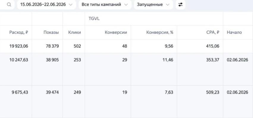 Результаты Яндекс Директа в нише