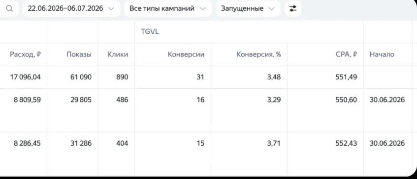 Результаты Яндекс Директа в нише