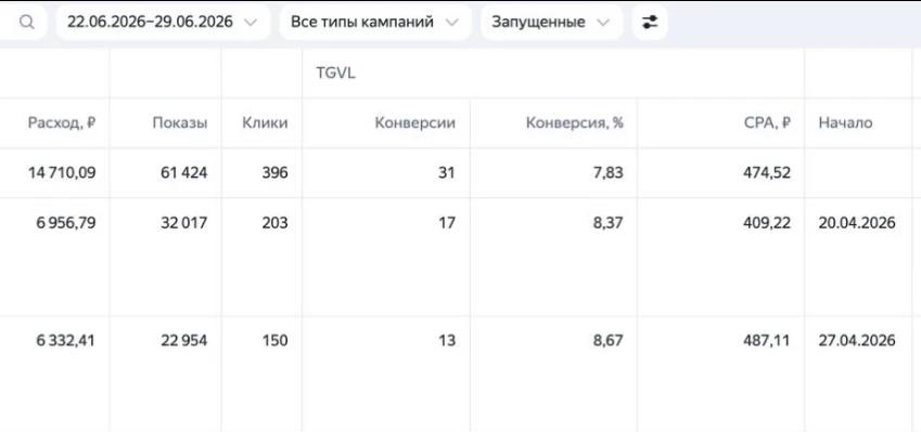 Результаты Яндекс Директа в нише