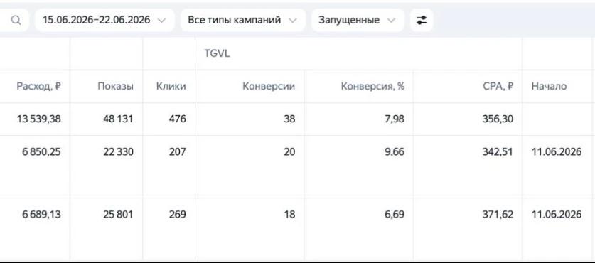 Результаты Яндекс Директа в нише